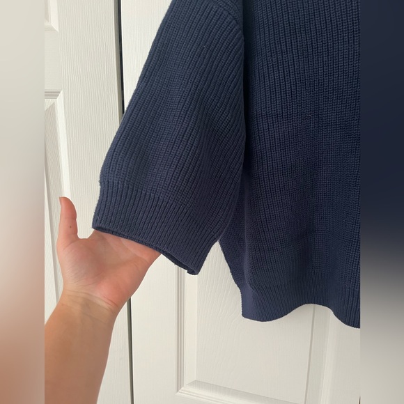 Tuckernuck Navy Knit Declan Pullover sweater size large navy blue hooded knit - Picture 7 of 11